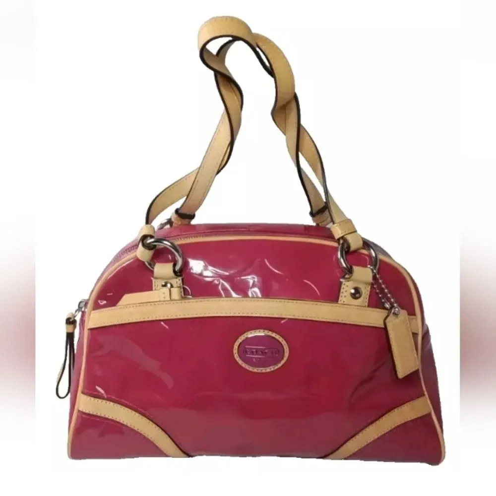 Coach Peyton Embossed Patent Leather Satchel Red Handbag F20065